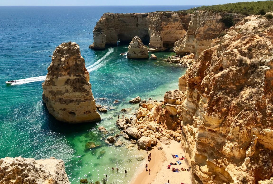 An empty sand bar in the eastern Algarve in September, one of the best beaches in Europe in September