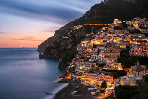 Positano at dusk, Amalfi Coast