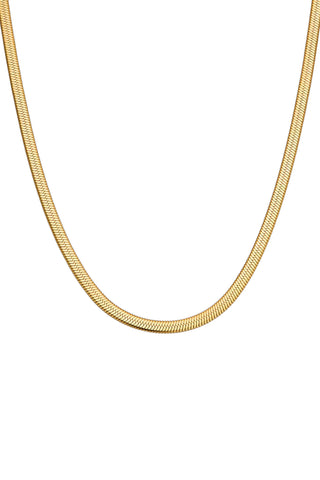 Herringbone Waterproof Necklace — gold PVD finish