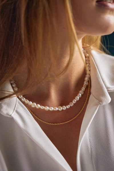 Lifestyle — Rope Waterproof Necklace layered with other chains