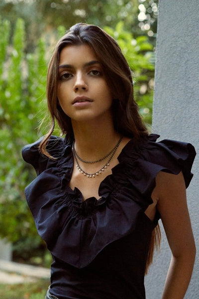 Model wearing Twilight Pearls Choker — modern twilight-inspired elegance